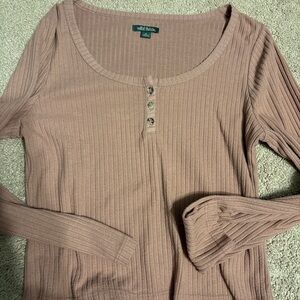 Wild Fable Women's Mauve Ribbed Long Sleeve Top